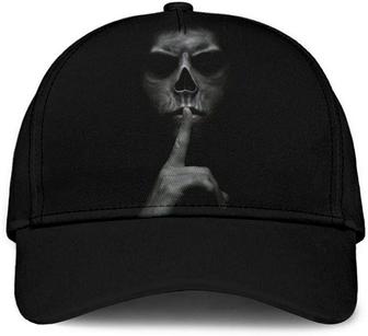 Skull Shhh Black Printed Unisex Hat Classic Cap, Snapback Cap, Baseball Cap Hat - Thegiftio UK
