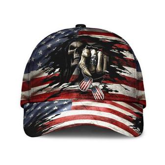 Skull US Flag Tag Classic Cap Unisex Hat, Classical Cap, Women And Men Hat Classic Cap Hat - Thegiftio UK