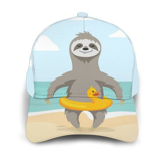 Sloth On Beach Print Classic Baseball Cap Adjustable Twill Sports Dad Hats for Unisex Hat - Thegiftio UK