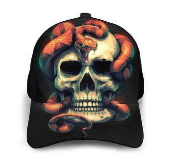 Snake Skull Cool Adjustable Snapback Unisex Baseball Cap Trucker Hats Outdoor Hat - Thegiftio