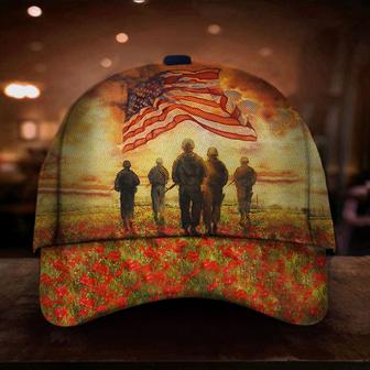 Soldiers American Flag Poppy Hat Patriotic Honor Our Troops Unique Veterans Day Gift Hat Classic Cap Hat - Thegiftio UK