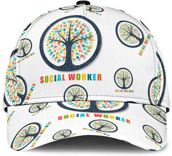 Sowo Social Worker Tree White Printed Unisex Hat Classic Cap, Snapback Cap, Baseball Cap Hat - Thegiftio