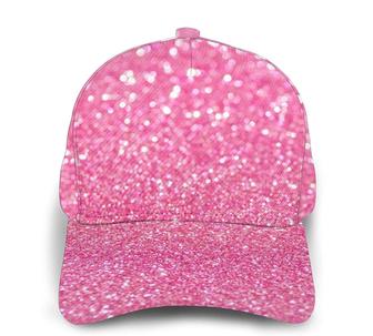 Sparkling Pink Glitter Print Classic Baseball Cap Adjustable Twill Sports Dad Hats for Unisex Hat - Thegiftio UK