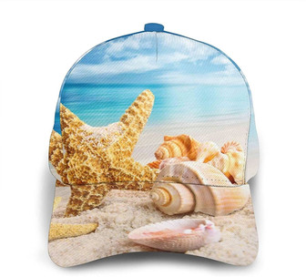 Starfish Seashell Ocean Beach Print Classic Baseball Cap Adjustable Twill Sports Dad Hats for Unisex Hat - Thegiftio UK