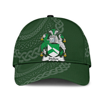 Stokes Coat Of Arms Irish Family Crest St Patrick's Day Hat Classic Cap Hat - Thegiftio UK