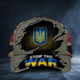Stop The War In Ukraine Hat United Kingdom UK Flag Cap Stand With Ukraine Merch Hat Classic Cap Hat - Thegiftio UK