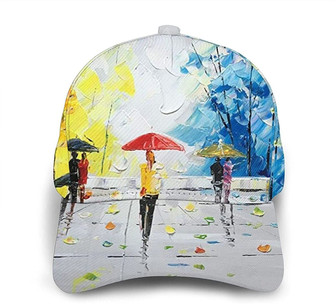 Street Walk Oil Painting Print Classic Baseball Cap Adjustable Twill Sports Dad Hats for Unisex Hat - Thegiftio UK