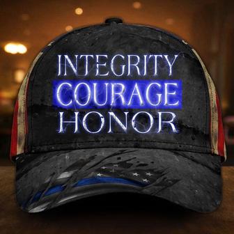 Thin Blue Line Integrity Courage Honor Hat Vintage USA Flag Cap Honor Our Law Enforcement Hat - Thegiftio UK