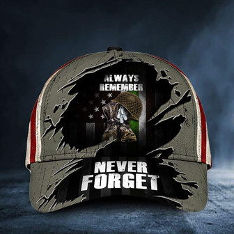 Thin Green Line Always Remember Never Forget Hat USA Flag Patriotic Gift For Veterans Day Hat Classic Cap Hat - Thegiftio