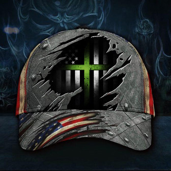 Thin Line Green Cross American Flag Hat Proud US Military Veteran Hats Gifts For Soldiers Hat Classic Cap Hat - Thegiftio UK