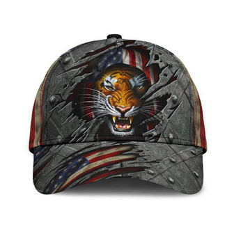 Tiger American Flag Classic Cap Awareness Cap, Unisex Hat, Human Cap, Trending Cap, American Cap Hat - Thegiftio UK