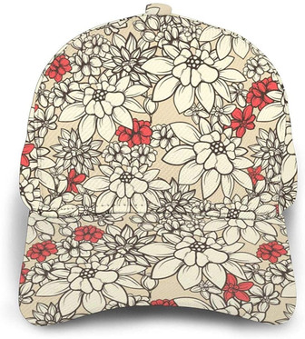Tropical Floral Print Baseball Hat Dad Cap Black, Baseball Cap Gift Hat - Thegiftio UK