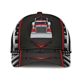 Truck Red Flag Pattern Hat Classic Cap Gift Idea, Human Cap, Trending Cap, American Cap Hat - Thegiftio UK