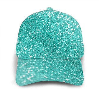Turquoise Glitter Print Casual Baseball Cap Adjustable Twill Sports Dad Hats for Unisex Hat Classic Cap Hat - Thegiftio UK