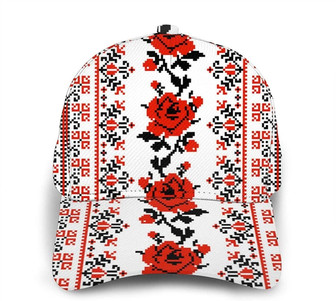 Ukrainian Embroidery Style Rose Women's Crisscross Ponytail Hats Baseball Cap Adjustable Washed Trucker Dad Hat Classic Cap Hat - Thegiftio UK