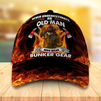 Never Underestimate An Old Man Wear Bunker Gear Hat Classic Cap Hat - Thegiftio UK