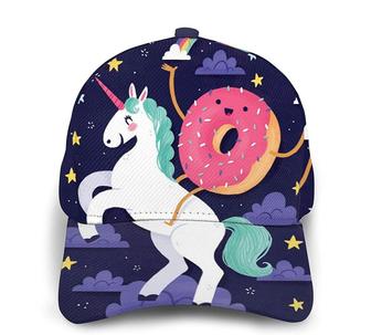 Unicorns Doughnut Rainbow Print Casual Baseball Cap Adjustable Twill Sports Dad Hats for Unisex Hat - Thegiftio UK