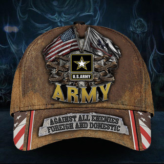 US Army Hat Against All Enemies Army Old Retro American Flag US Army Baseball Cap Gift Ideas Hat - Thegiftio