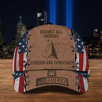 US Space Force Against All Enemies Foreign And Democrat Hat 1776 American Cap For Republican Hat - Thegiftio UK