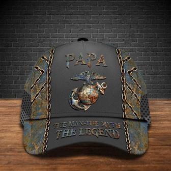 USMC Military Papa The Man The Myth The Legend Hat Veterans Honoring Pride Merch Patriotic Hat Classic Cap Hat - Thegiftio UK