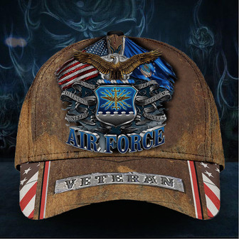 Veteran American Flag Hat Proud US Military Against All Enemies Air Force Veteran Hat Classic Cap Hat - Thegiftio UK
