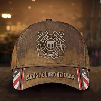 Veteran American Flag Hat Proud US Military Coast Guard Veteran Hat Old Retro USA Flag Proud Served USCG Coast Guard Veteran Merchandise Hat Classic Cap Hat - Thegiftio UK