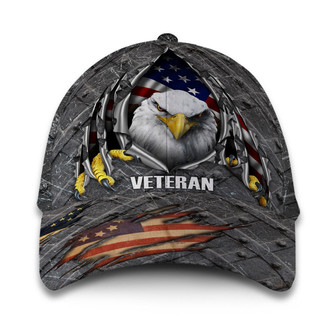 Veteran American Flag Hat Proud US Military Veteran Eagle Hat Classic Cap Hat - Thegiftio UK
