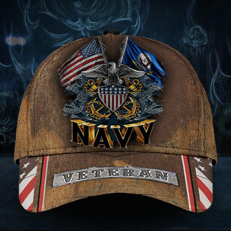 Veteran American Flag Hat Proud US Military Navy Veteran Eagle American Flag Hat Classic Cap Hat - Thegiftio UK