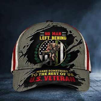Veteran American Flag Hat Proud US Military US Veteran No Man Left Behind American Flag Hat Thin Green Line Memorial Day Hat Classic Cap Hat - Thegiftio