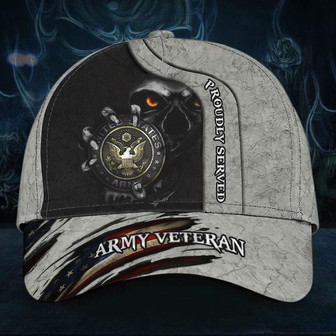 Veteran American Flag Hat Proud US Military Skull Army Veteran Proudly Served Cap USA Flag Hat Patriotic Honor Vet Army Retirement Gifts Hat Classic Cap Hat - Thegiftio UK