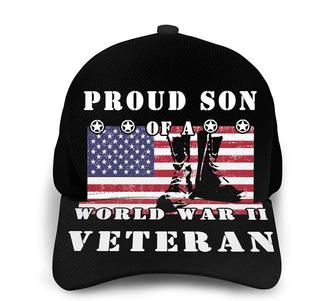Veteran American Flag Hat Proud US Military Proud Son of A Veteran Unisex Printing Classic Baseball Cap Snapback Flat Bill Hip Hop Hat Classic Cap Hat - Thegiftio UK