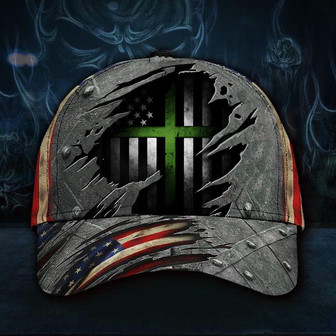 Veteran American Flag Hat Proud US Military Thin Line Green Cross American Flag Hat Honor Military Veteran Hats Dad Gifts Ideas Hat Classic Cap Hat - Thegiftio UK