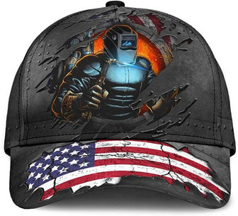 Welder Metal Hole American Flag Attractive Style Printed Unisex Hat Classic Cap, Snapback Cap, Baseball Cap Hat - Thegiftio UK