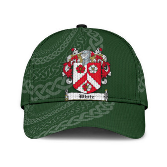 White Coat Of Arms Irish Family Crest St Patrick's Day Hat Classic Cap Hat - Thegiftio UK