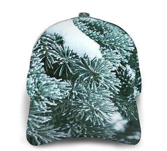 Winter Frost On Spruce Tree Print Classic Baseball Cap Adjustable Twill Sports Dad Hats for Unisex Hat - Thegiftio