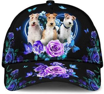 Wire Fox Terrier Lovely Cute Flower Butterfly Heart Printed Unisex Hat Classic Cap, Snapback Cap Hat - Thegiftio UK
