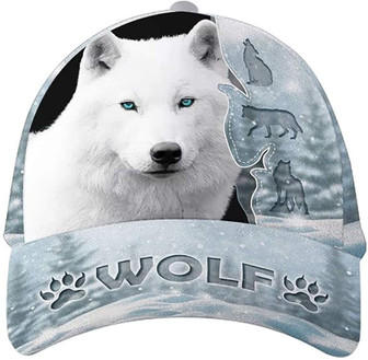 Wolf White Snow Printed Unisex Hat Classic Cap, Snapback Cap, Baseball Cap Hat - Thegiftio