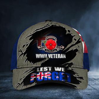 WWII Veteran Lest We Forget New Zealand Hat Poppy Veterans Day Patriots Merch Hat Classic Cap Hat - Thegiftio UK