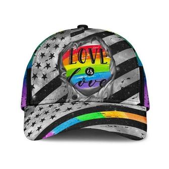 Baseball Printing Cap For Lesbian Gay, Classic USA Flag Love Is Love LGBT Printing Baseball Cap Hat - Thegiftio