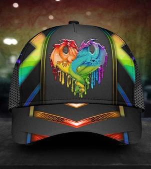 Bright Colored Dragon Couple LGBTQ Printing Baseball Cap Hat, Gay Pride Baseball Cap Hat - Thegiftio UK