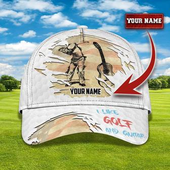 Custom With Name Baseball Cap For Golfer, I Like Golf And Guitar Cap Hat, Golf Hat Mens Hat - Thegiftio UK