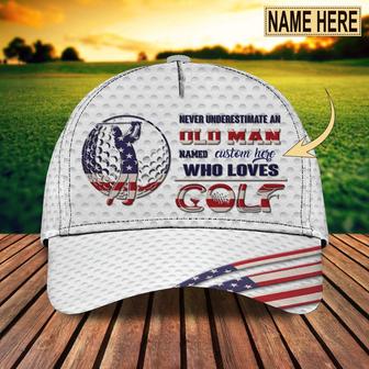 Custom With Name A Cap For Golf Man, Never Underestimate An Old Man Who Loves Golf, Cap Hat For Golf Lover Hat - Thegiftio UK