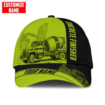 Custom Name Cap Hat Concrete Finisher Green Safety Baseball Cap Hat For Man And Women, Gift To Concreter Hat - Thegiftio UK