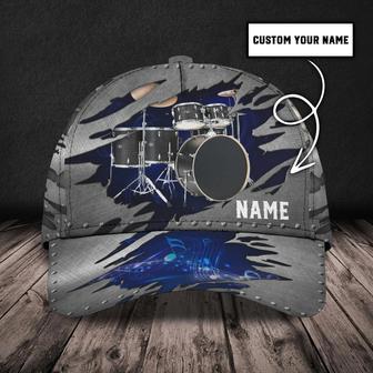 Custom Name Cool Drum Classic Cap With Drummer, Present To Drum Lover, Drum Player Cap Hat For Travel Summer, Drum Cap Hat - Thegiftio UK