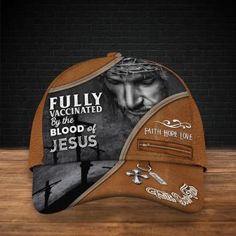 Custom Name Fully Vaccinated By The Blood Of Jesus Full Print Baseball Cap Hat, Faith Over Fear Classic Cap Hat - Thegiftio UK
