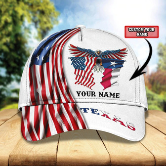 Custom With Name Texas Baseball Cap Hat, American Support Texas Cap Hat, Eagle Texas Cap Hat - Thegiftio
