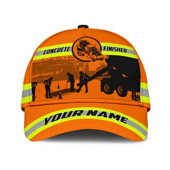 Customized With Name A Concrete Finisher Safety Fuill Printed Classic Cap Hat, Gift For Concreter Husband Hat - Thegiftio UK