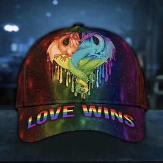 Dragon Couple Love Wins Lgbt Printing Baseball Cap Hat, Pride Classic Cap Gift For Pride Month Hat - Thegiftio UK