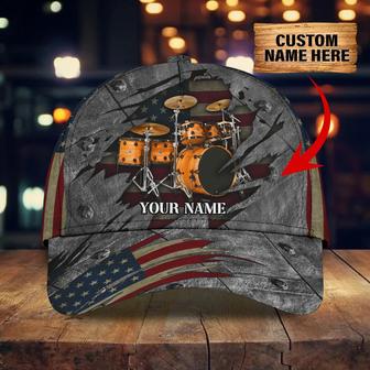 Personalized American Drummer Cap, All Over Print Drum Cap Hat In Usa Flag, Gift To Drum Lover Drummer Gift Hat - Thegiftio UK