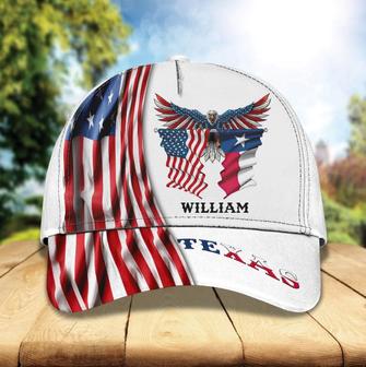 Personalized American Texas Flag with Eagle Baseball Cap for Texas Human, Texas Flag Hat - Thegiftio UK